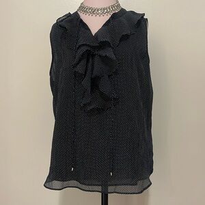 Tommy Hilfiger navy with white polkadot ruffle tank top and size XL